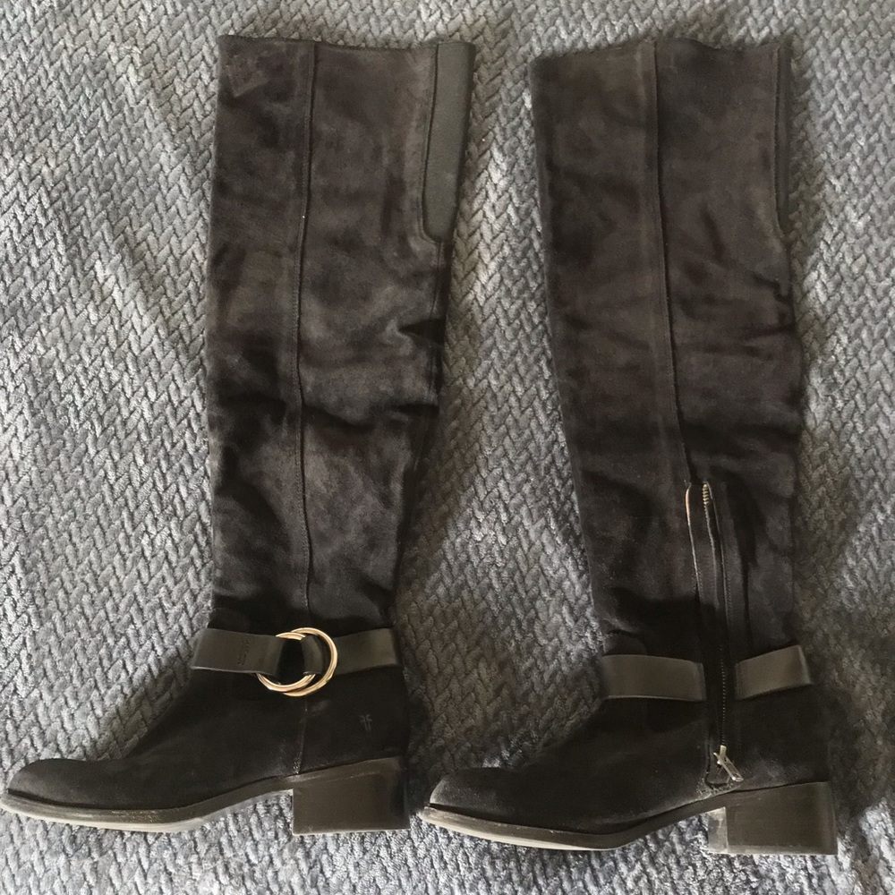 Suede calf high boots